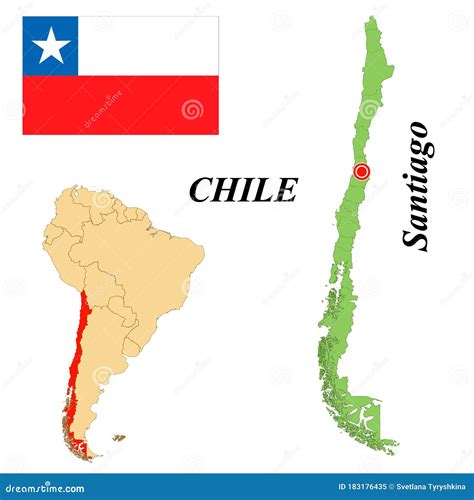 Flag Map Capital Of Chile Stock Vector Illustration Of Nation 183176435