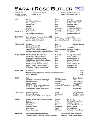 Sarah Rose Butler Film Resume Pdf