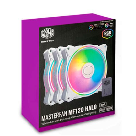 Pack 3 Ventiladores Cooler Master Masterfan White MF120 Halo