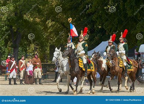 Slavkov Austerlitz Castle Historical Reenactment Ladies And Gentlemen In Napoleon Bonaparte