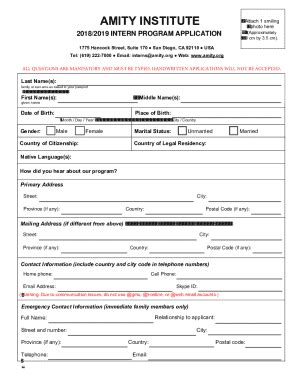 Fillable Online Intern Pre Application Form Fax Email Print Pdffiller