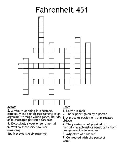 Fahrenheit 451 Crossword Wordmint