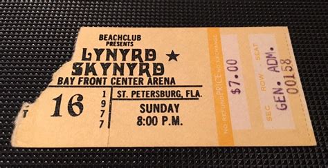 Lynyrd Skynyrd Concert Ticket Stub St Petersburg Fl Days Before