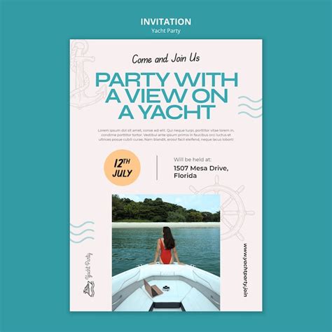 Free PSD Invitation Template For Luxurious Yacht Party Celebration