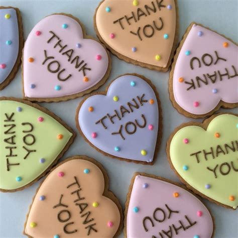 Colerful Dot Heart With Thankyou Massage Perfect Sugar Cookies Cookie Decorating Heart Sugar