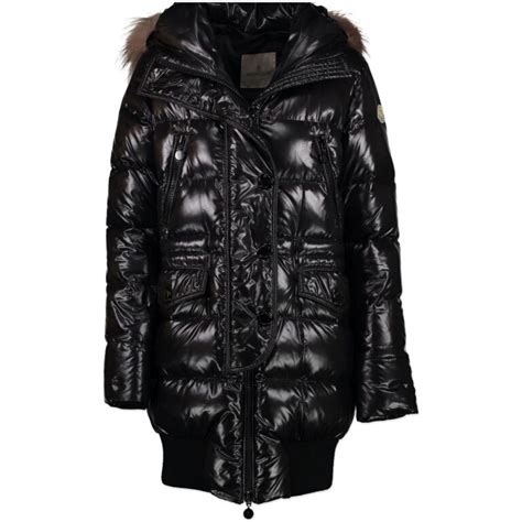 Moncler Black Loire Lunga A Line Raccoon Fur Parka Jacket Size 36