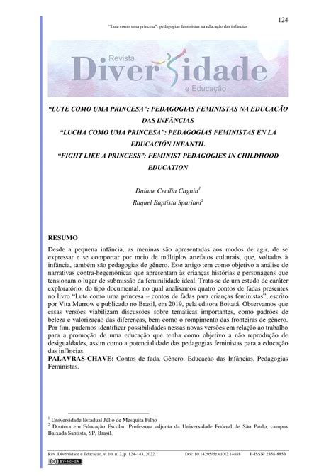 Pdf “lute Como Uma Princesa” Pedagogias Feministas Na EducaÇÃo Das