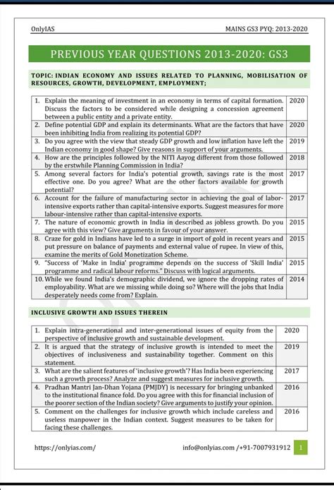 Only Ias Upsc Cse Mains Previous Year Questions Topicwise Gs Paper Iii