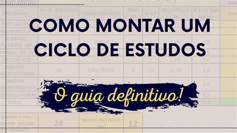 Como montar um ciclo de estudos na prática Planilha GRÁTIS YouTube