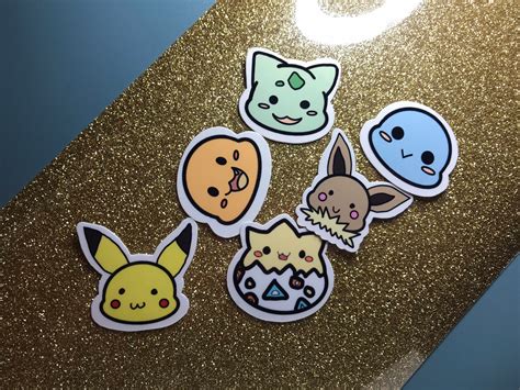 Kawaii Pokémon Stickers Pokémon Stickers Cute Chibi Etsy