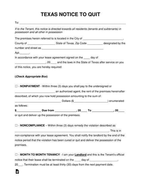 Free Texas Eviction Notice Forms Process And Laws Pdf Word Eforms