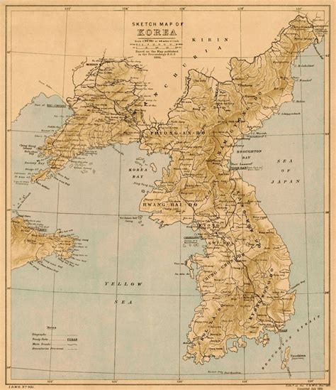 Korea map, old map of Korea fine reproduction, wall map decor, history gift