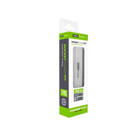 TechCharge Pocket Power White 2200mAh Power Bank Power Banks Free