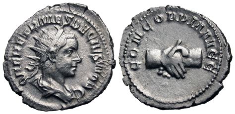 Herennius Etruscus As Caesar Ar Antoninianus Clasped Hands