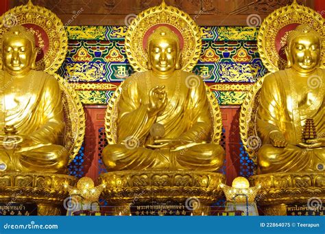 Three Golden Buddha Statue Royalty Free Stock Photo Image 22864075