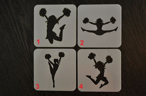 Cheerleader Stencil Cheerleader Silhouettes Stencil Custom Etsy