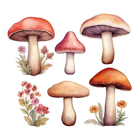 Premium Ai Image There Are Four Different Types Of Mushrooms On The White Background Generative Ai