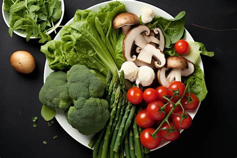 Green Vegetables Mushrooms And Olives Background Health Health Food