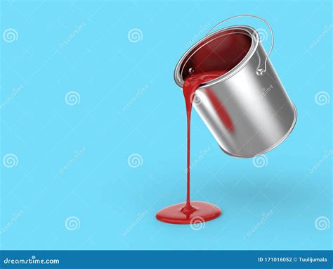 Steel Paint Bucket Pouring Red Paint Stock Illustration Illustration