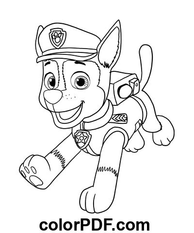 Chase Paw Patrol Animado P Ginas Para Colorir E Livros Em Pdf