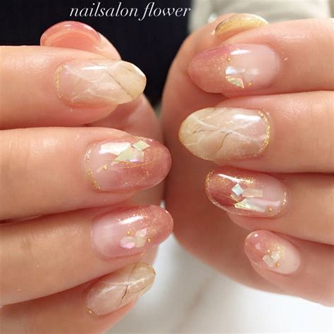 春夏大理石ニュアンスベージュ Nailsalon Flowerのネイルデザイン No4122151 ｜ネイルブック ネイル