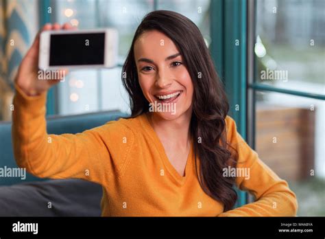 Attractive Young Woman Taking Selfie Stock Photo Alamy