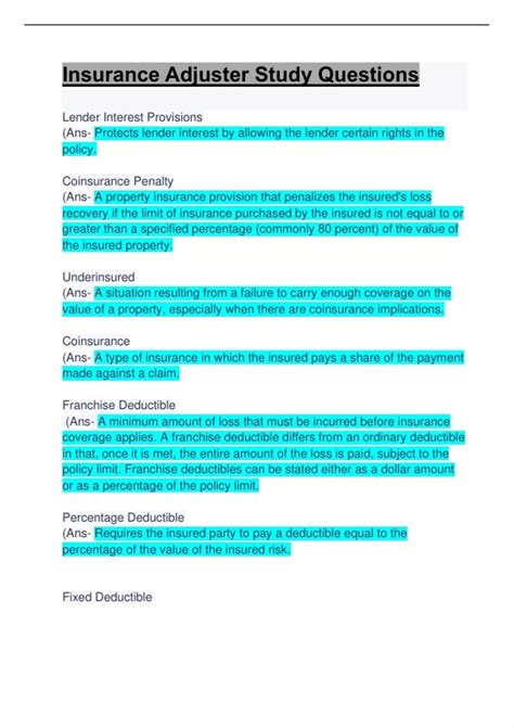 Insurance Adjuster Study Guide: Updated A+ Guide Solution - Insurance ...