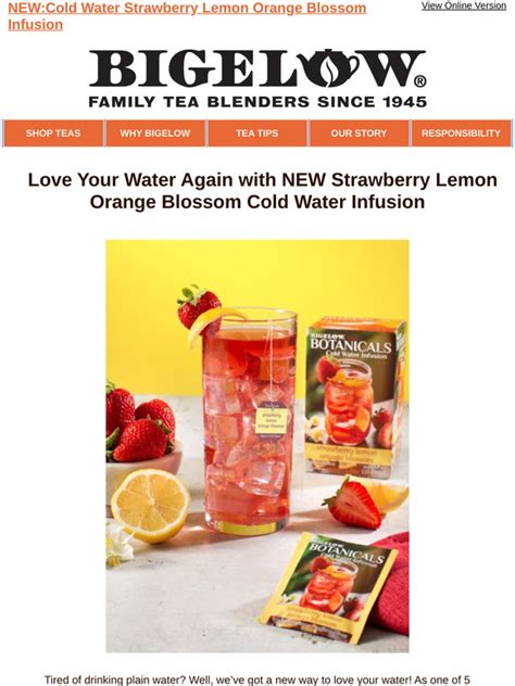 Bigelow Tea 25 Off NEW Strawberry Lemon Orange Blossom Cold Water