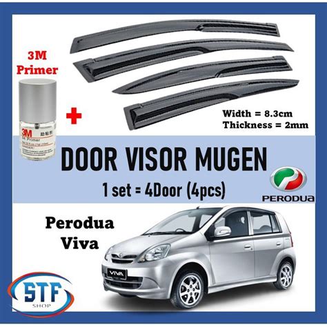 Perodua Viva Door Visor Mugen Air Press Window Wind Deflector 4PCS SET