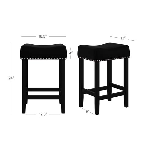 Nathan James Hylie Nailhead Wood Pub Height Counter Bar Stool 24 Black