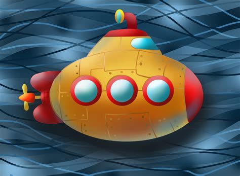 Иллюстрация Подводная лодка в стиле 2d, cg, game dev