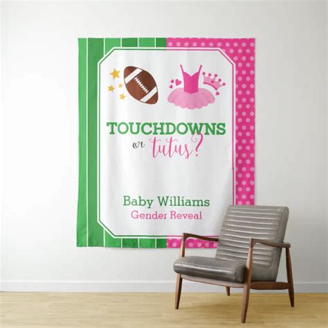 Touchdowns Or Tutus Gender Reveal Party Backdrop Zazzle