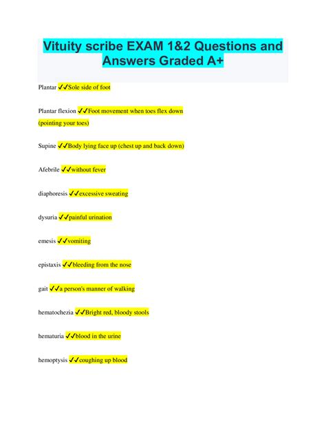 Scribe Final Exam Questions And Answers Latest Updated Rated A