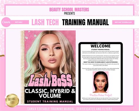 Eyelash Lash Manual Custom Editable Training Manual Classic Volume