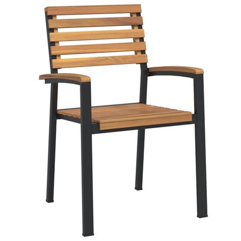 Stackable Outdoor Chairs 6 pcs Solid Wood Acacia and Metal - Jocarda Living