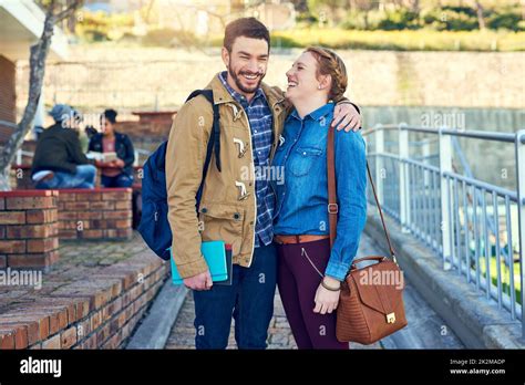 Laughing At What Happened In Class Shot Of College Students Between