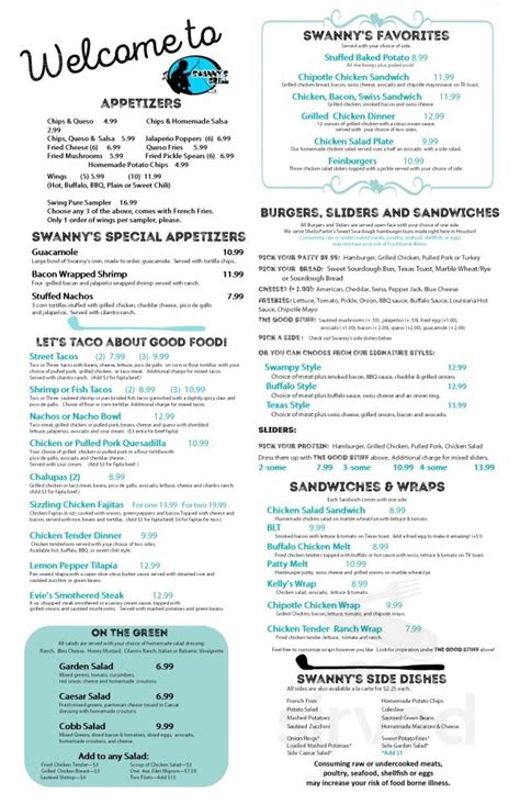 Menu Houston Tx S Swanny S Grill Sirved