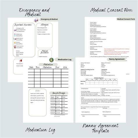 Editable Nanny Binder Nanny Agreement Nanny Notes Nanny Planner Editable Template Emergency