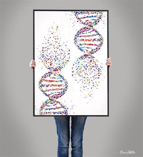 Dna Watercolor Print Dna Molecule Medical Wall Art Nurse T Etsy Uk