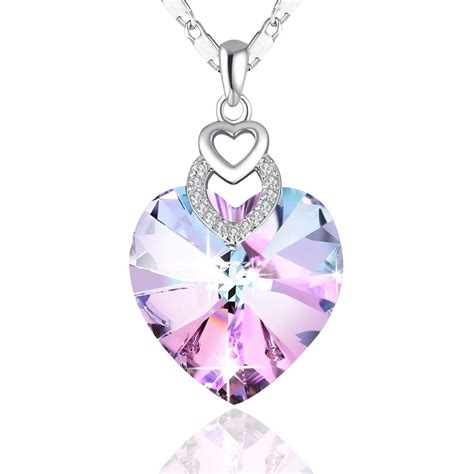 Pink Crystal Three Heart Necklace With Swarovski Crystals 24 Style