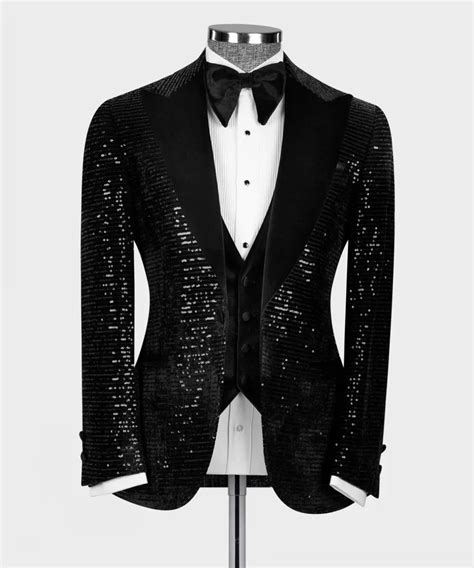 Trajes De Novio Elegantes Para Hombres Blazer De Lentejuelas