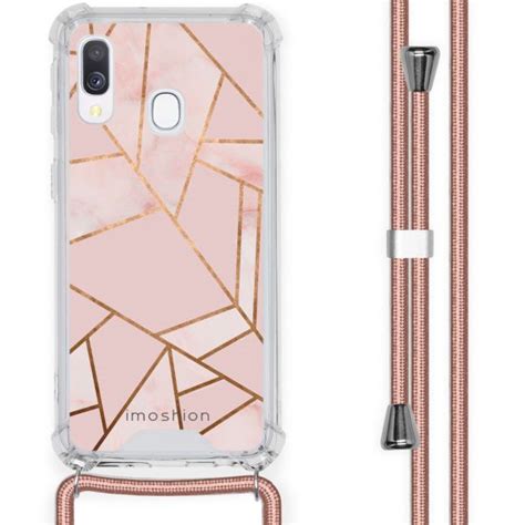 Imoshion Design Hoesje Met Koord Voor De Samsung Galaxy A40 Grafisch Koper Roze Goud