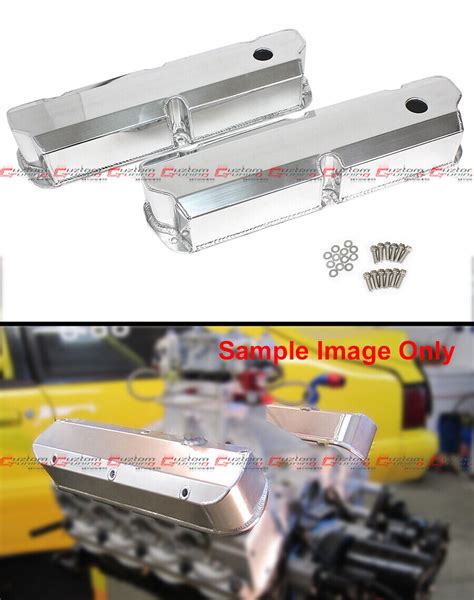 For Sbf Ford Polished Fabricated Aluminum Valve Covers Short Bolt 289 302 351w Ebay