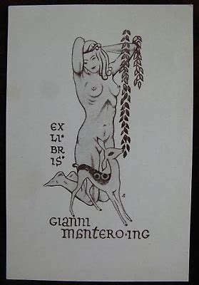 Exlibris Erotic Nude Ex Libris Bookplate Etching Print For Jianni