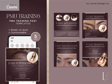 Pmu Course Flyer Template Gold Instagram Posts Permanent Makeup Course