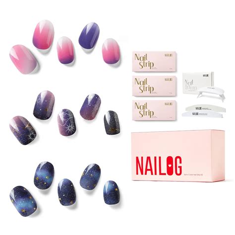 Amazon NAILOG Semi Cured Gel Nail Strip Kit Include 60Pcs Nail