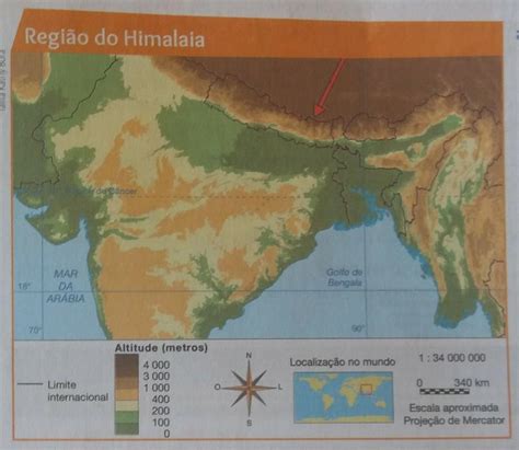 A Seta No Mapa A Seguir Destaca A Mais Elevada Montanha Do Globo