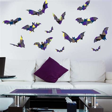 Patterned Bats Wall Decal Kit Halloween Geometric Bat Wall - Etsy