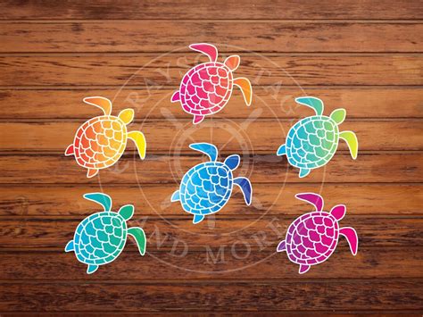 Colorful Sea Turtle Waterproof Sticker - Etsy