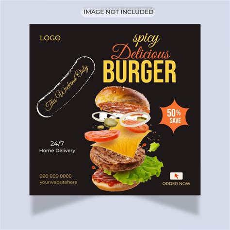 Premium Vector Spicy Delicious Burger And Food Menu Social Media Post